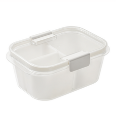 Imakara 分格水果保鮮盒 S-7167 中號 13 x 18.5 x 8.9cm 白色 800ml, 1個