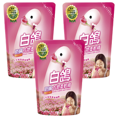 白鴿 防蟎衣物柔軟精 高雅玫瑰香 補充包, 1.8kg, 3包