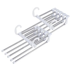 折疊褲架 五層防滑衣架, 白色 33 x 29公分, 晾衣收納, 2個