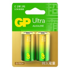 GP Batteries 超霸 特強鹼性電池2號 10年保質期, 2個裝, 1組