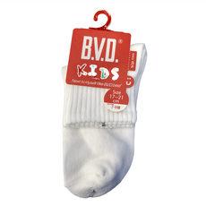 B.V.D. 學生童襪 17-21cm 12雙入, 白色