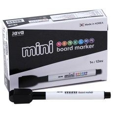 JAVAPEN 附橡皮擦迷你白板筆, 12支, 黑色