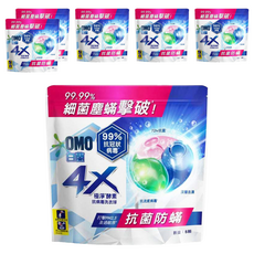 白蘭 4X極淨酵素抗病毒洗衣球抗菌防螨 52.5g, 5顆, 6袋