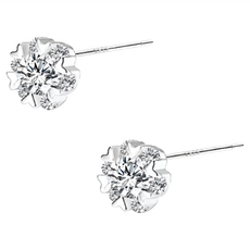 SOLARFRI 純銀針耳環 S925 頂級 CZ 鑽飾 抗敏, 銀色