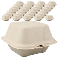 Highching 高精 植纖漢堡盒 原色 4寸, 1包, 100個