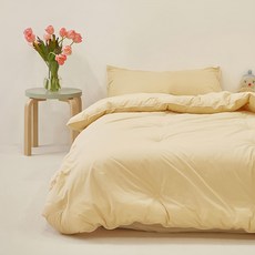 maatila Dear friend系列 高密度純棉兒童床組, 兒童棉被150 x 200cm + 枕套40 x 60cm, 鬆餅黃