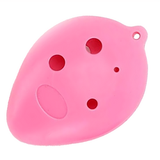 6孔高音C調塑膠陶笛, 單一商品, 樹脂陶笛 附陶笛收納袋 + 掛繩 + 教材 + 擦布+粉色, 1組