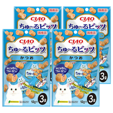 INABA CIAO 啾嚕 迷你捲心塊 綠茶成分消除異味, 鰹魚, 36g, 4袋