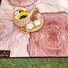 Wild Peak 野峰 地墊 露營美學 可機洗 厚夾棉 雙面防水 超聲波壓格, 300 × 300cm, 年輪 多色, 1個