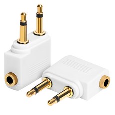 ZIYA Airplane Adapter Pro 一體式飛機轉接頭,飛機座椅雙耳機轉單耳機孔,白色,2個