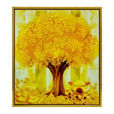 財神小舖 開運風水畫 黃金發財樹 象徵財富不斷生長, 42 x 38 x 3cm
