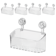 德利生活 輕奢吸盤式壁掛收納盒 大號 透明色 5個