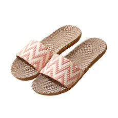 波浪一字編織亞麻拖鞋, 波浪粉色 26cm, 尺寸 39-40, 1個