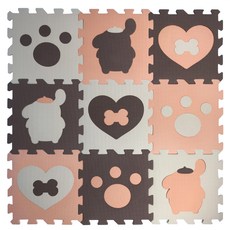 心樂家 莫蘭迪色系巧拼地墊 Set, 布丁狗, 9個, 32 x 32cm