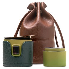 沏派 逐外飛行壺 伴手禮戶外旅行陶瓷茶具組, 1組, 便攜沏壺 + 大杯 + 小杯 + 純色壺套 + 收納袋, 植感綠