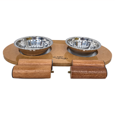 Tendrr Care 寵物實木圓桌，厚重防滑，四角附軟墊不傷地板，尺寸：約 40 x 20 x 10.5 公分, 原木色, 1個