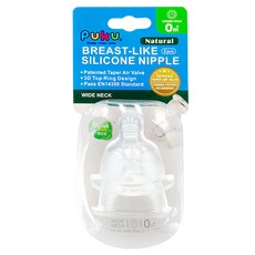 PUKU 藍色企鵝 母乳實感寬口十字矽膠奶嘴 0~3個月 2入, 0歲以上, 1組