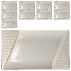 大同磁器 長方盤 - 簡約設計, 白色, 10個