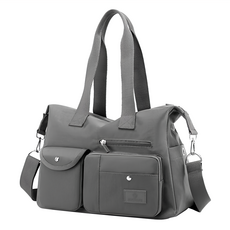 純色時尚大容量斜挎手提女包 尼龍材質 紅色/藍色/卡其色/粉色/黑色/灰色, 34 x 15 x 31cm, 1個