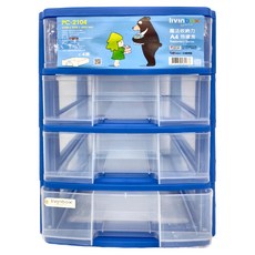 SHUTER 樹德 魔法收納力A4玲瓏盒 抽屜收納盒, 粉藍色, 4層