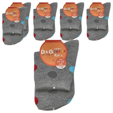 D&G 圓點3/4童襪 6雙入, 17~21cm, 灰色