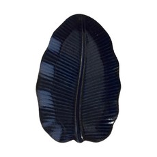 靛釉葉形12長皿 日本製, 黑色, 1個