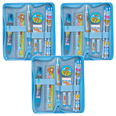 misoro 拉鍊筆袋文具組, 藍色, 3組