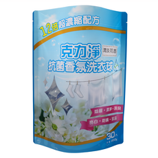 克力淨 抗菌香氛洗衣球 清淡花香, 30顆, 1袋