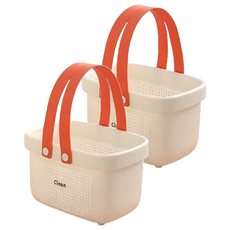 日式收納籃, 白色, 多功能, PP材質, 尺寸31.5(上)/24.8(下)x17.8x15(H)/16.5(含把), 24.8 x 16.5 x 15.2cm, 2個