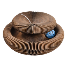 Truly House 百變風琴貓抓板 瓦楞紙材質 含鈴鐺, 11x9.5x6.5cm, 棕色, 1組