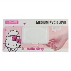CHEFMADE 學廚 HELLO KITTY PVC手套 KT7098 M, 50個, 1盒