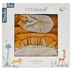 法國 Moulin Roty 手套浴巾套組 100%棉 114x80cm, 小獅子, 1組