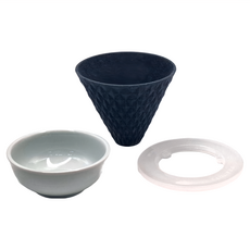 SANCERA 錐形陶瓷濾杯 黑色 手沖咖啡濾杯組, 濾杯、下皿, 1組