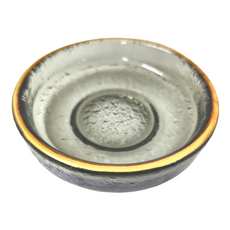 Homely Zakka 北歐輕奢風冰凝玻璃醬料碟 - 透明金邊 / 灰色金邊 / 紫色金邊, 9x2.5cm 鈉鈣玻璃餐具, 1個