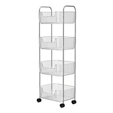 FAmILyLIFE 生活 U型加高防摔置物架 4層款 附掛籃 4個 A-226 37.5 x 29.5 x 109cm 3590g, 4層, 透明