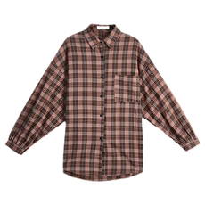 MIT韓版時尚刷毛經典格紋機能服2件組, 典藏紅酒色