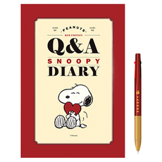 PEANUTS 史努比 Q&A日記本*1本+3色圓珠筆 0.4mm*1支, 紅色, 1組