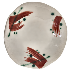 佐和陶瓷 向付 陶瓷碗盤碟杯適用溫度-30°C~100°C, 赤刷毛綠點, 1個