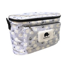 翔駿親子嬰兒推車掛袋, 保冷保溫超大容量, 可掛可背用途多樣, 面紙空間抽取方便, 北歐白熊款 紫色, 1個