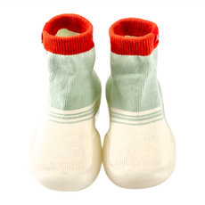 寬頭防滑透氣膠底高筒學步鞋, 20~21(12.5cm), 綠白拚色