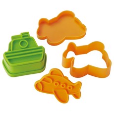 TORUNE 飛機&船壓模 造型餅乾壓模 飯糰造型器 便當裝飾 烘焙工具, 1個, 橘色 + 綠色