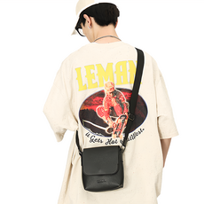 英倫風皮革通勤單肩小方包, 黑色