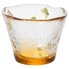 日本津輕 手作黃色琉璃清酒杯 50ml, 透明色/橘黃色, 1個