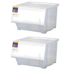 HOUSE 好室喵 極星磁鐵 下掀式整理箱, 39L, 透明, 2個