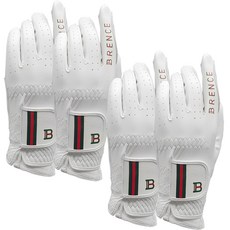 BRENCE 男用 指線 皮革 高爾夫手套 左手用 4入, 白色