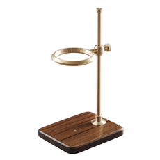 zeroHero 胡桃木手沖支架2.0 可調節高度手沖咖啡器具 胡桃木底座穩固耐用, 1個, 金色