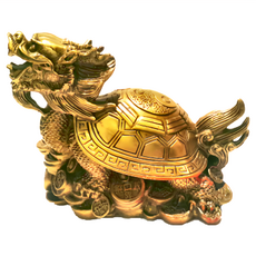 開運陶源 乾坤太極八卦銅龍龜踩元寶 四靈之一, 龍龜 金色, 1個