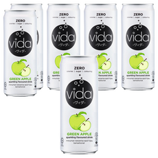 DyDo Vida 氣泡飲，青蘋果味，零卡路里，零糖，零食用色素, 325ml, 6罐
