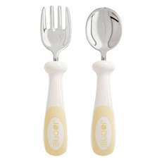 JOONIE 嬰兒自主學習316不鏽鋼湯匙叉子組 黃色 1組