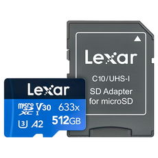 Lexar 雷克沙 High Performance MicroSDXC 633X V30 UHS-1 A2 U3 記憶卡 LSDMI256BB633A, 1組, 512GB